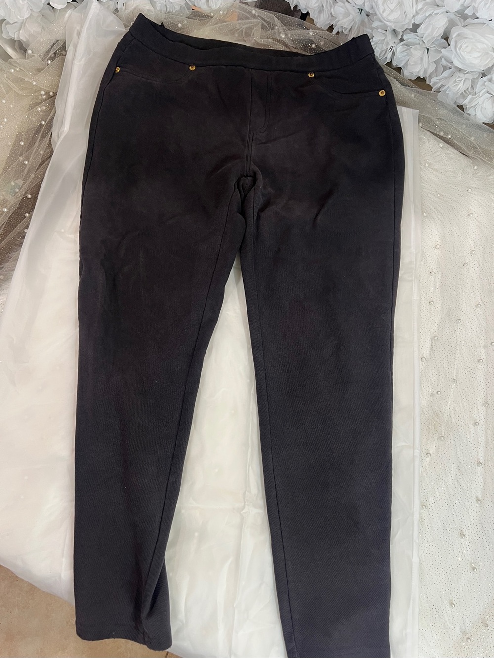 Michael Kors Black Ponte Leggings with Gold Label